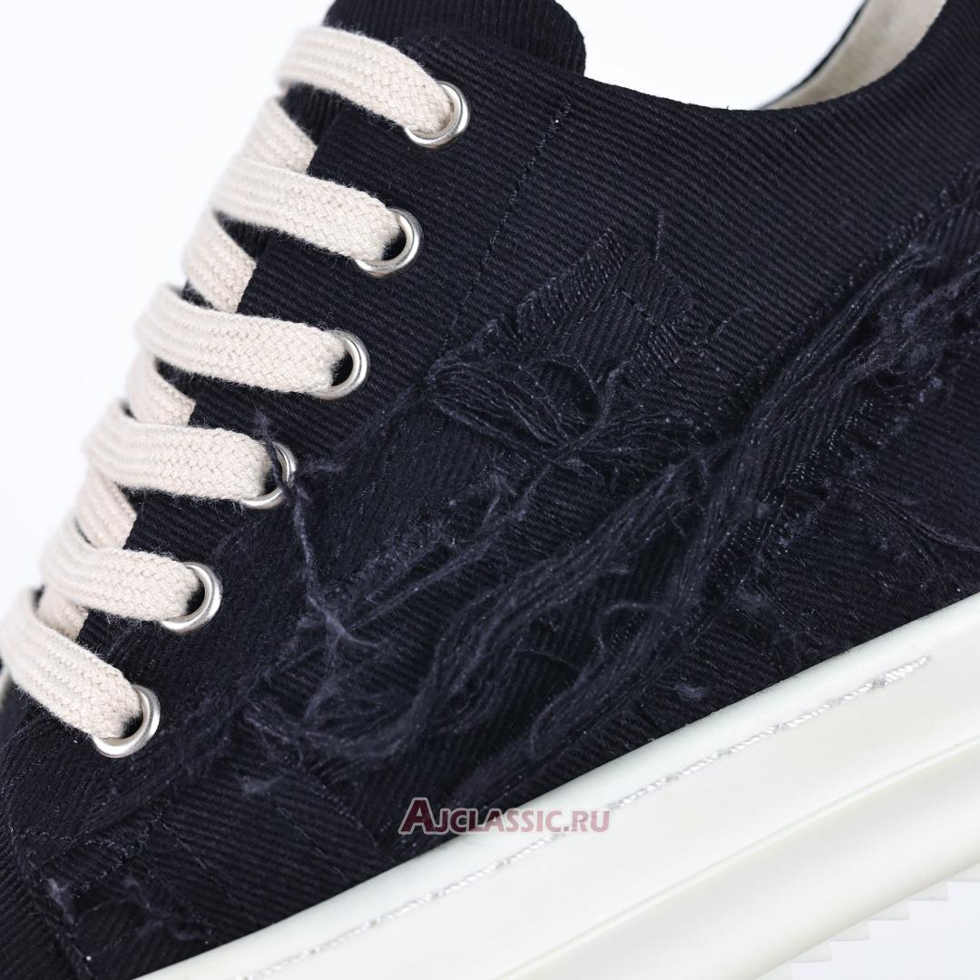 New Rick Owens DRKSHDW Fogachine Slashed Stretch Denim Low "Black Milk" DU01B7802SBSLH-911 Shoes