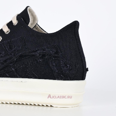 Buy Rick Owens DRKSHDW Fogachine Slashed Stretch Denim Low Black Milk Black DU01B7802SBSLH-911 Quality Reps Replicas Shoes