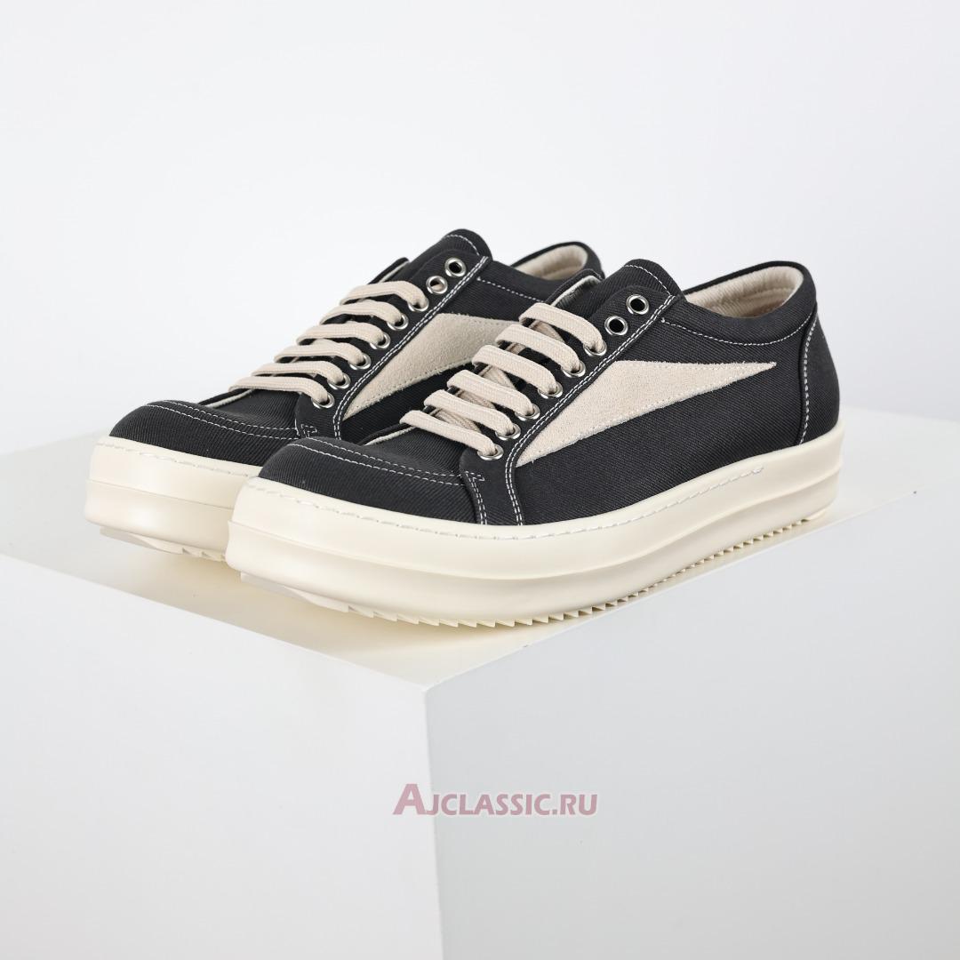 New Rick Owens DRKSHDW Hollywood Vintage Low Canvas "Black Milk" DU01E3803CVSLVS-911 Shoes