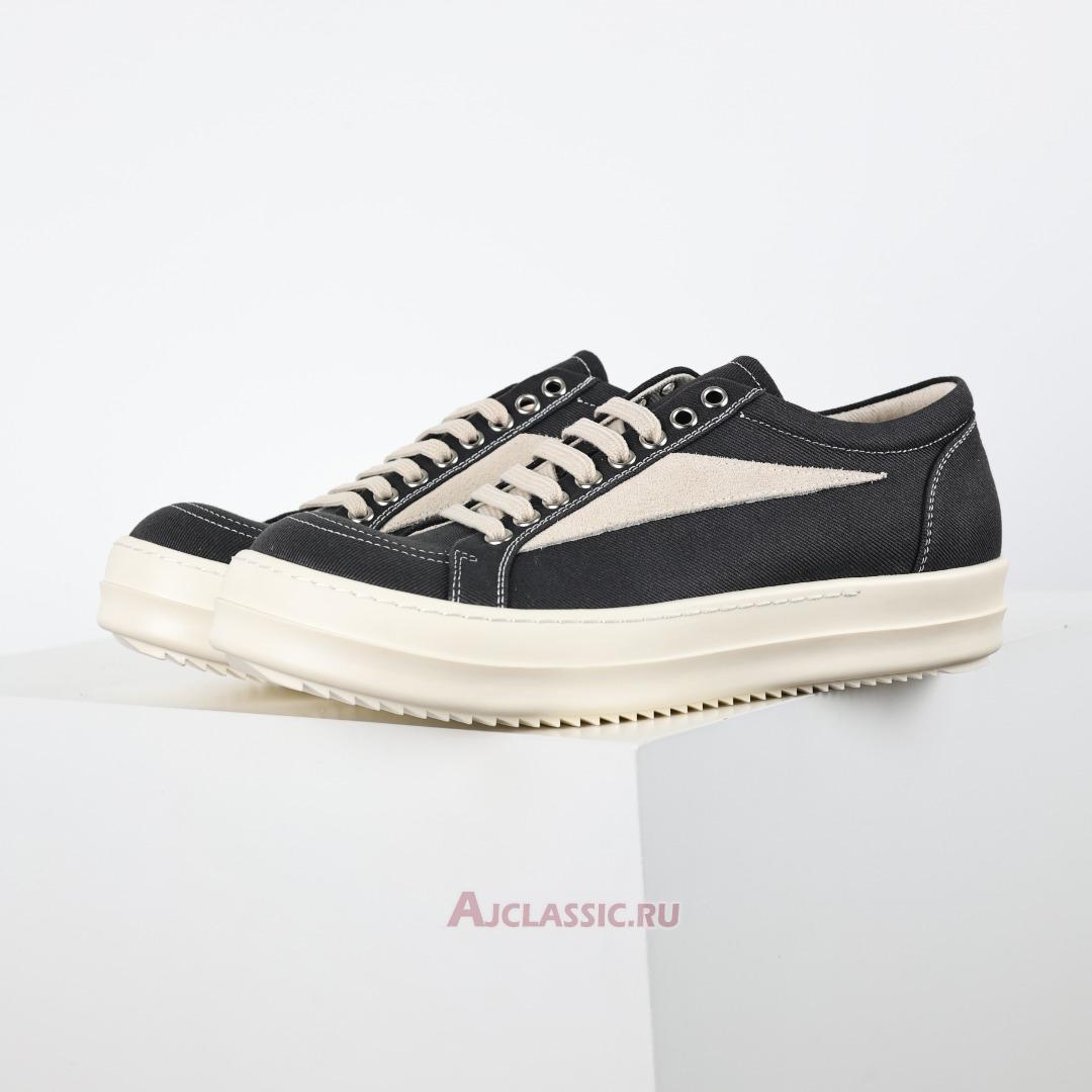 New Rick Owens DRKSHDW Hollywood Vintage Low Canvas "Black Milk" DU01E3803CVSLVS-911 Shoes