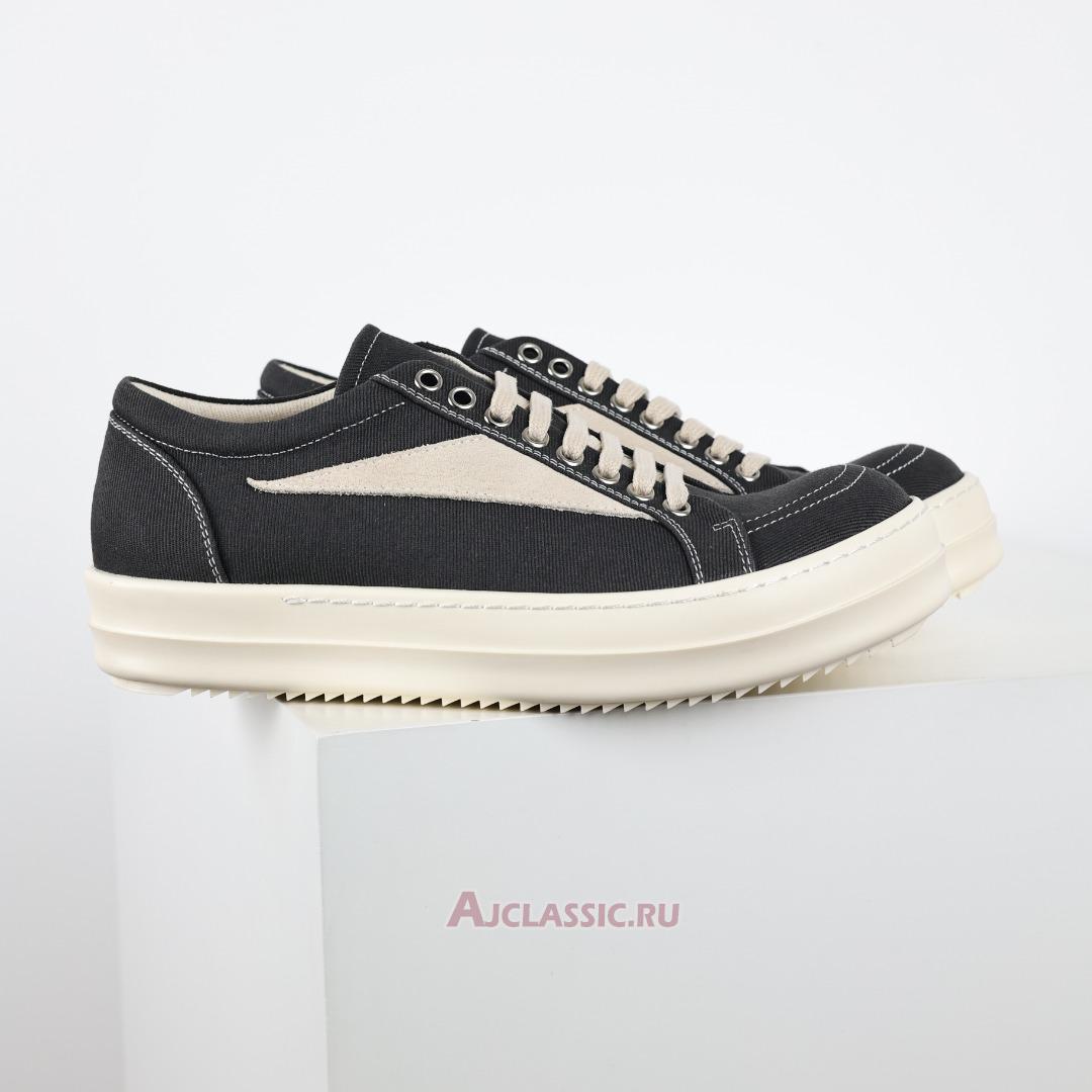 New Rick Owens DRKSHDW Hollywood Vintage Low Canvas "Black Milk" DU01E3803CVSLVS-911 Shoes