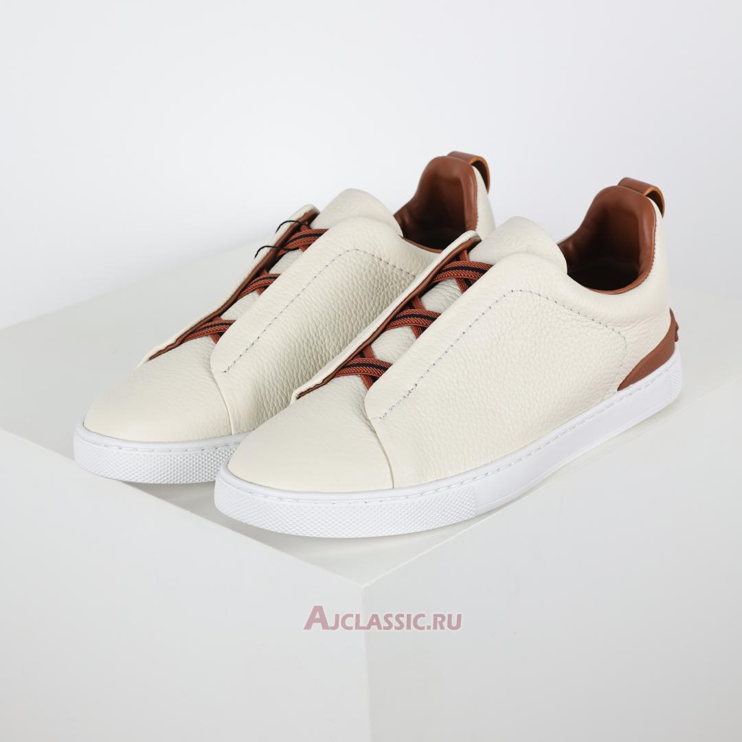 New Zegna Deerskin Triple Stitch Sneaker "Off White" LHCVO-S4667Z-SPA Shoes