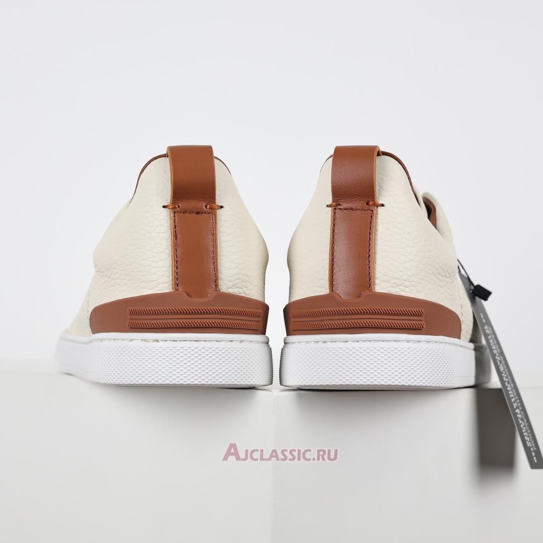 New Zegna Deerskin Triple Stitch Sneaker "Off White" LHCVO-S4667Z-SPA Shoes