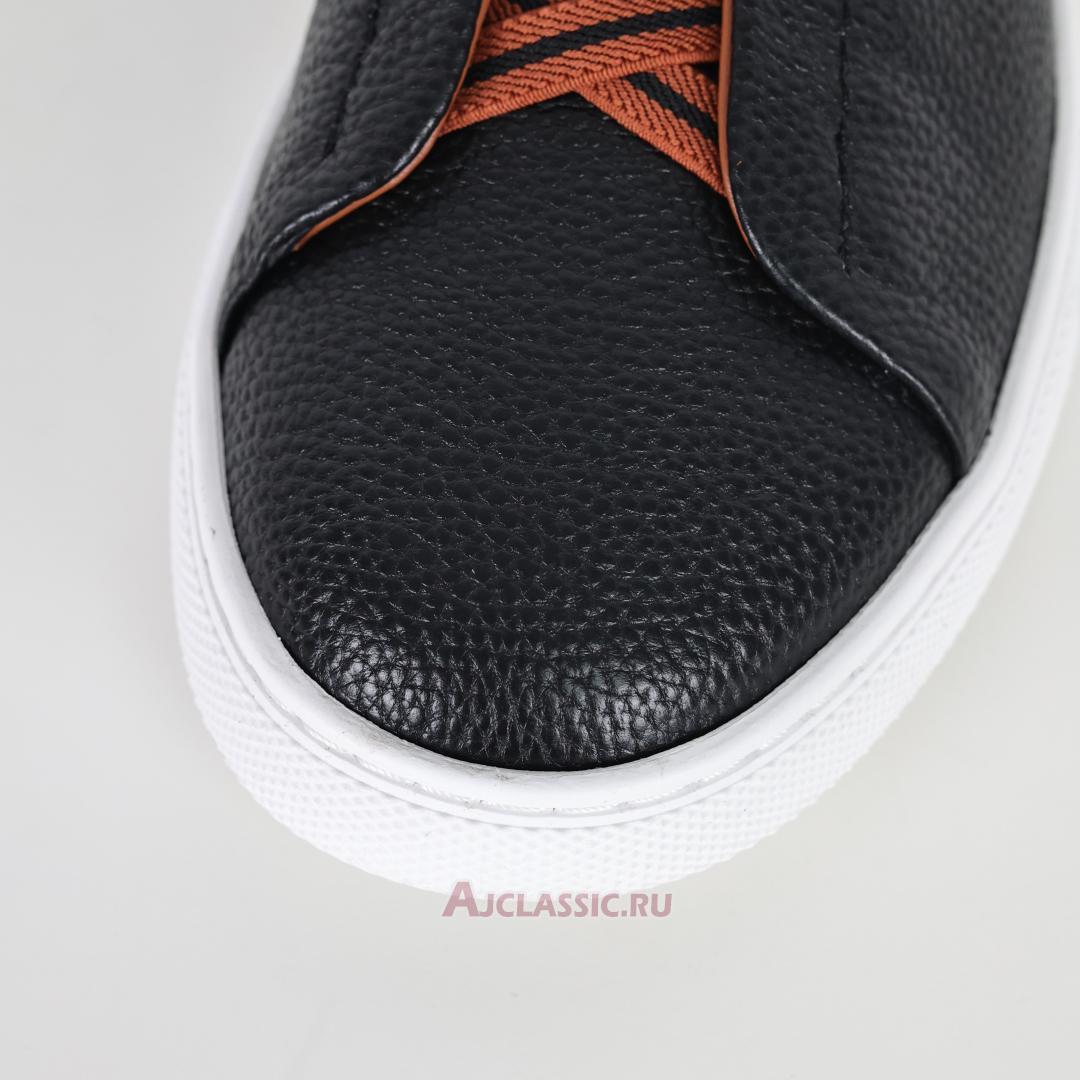 New Zegna Deerskin Triple Stitch Sneaker "Black Brown" LHCVO-S4667Z-SNE Shoes