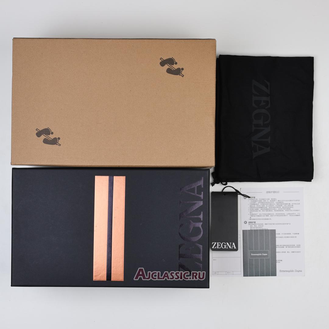 New Zegna Deerskin Triple Stitch Sneaker "Black Brown" LHCVO-S4667Z-SNE Shoes