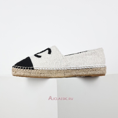 Buy Chanel Tweed Grosgrain CC Espadrilles White Black White G29762-X52061-C9734 Quality Reps Replicas Shoes