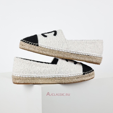Buy Chanel Tweed Grosgrain CC Espadrilles White Black White G29762-X52061-C9734 Quality Reps Replicas Shoes