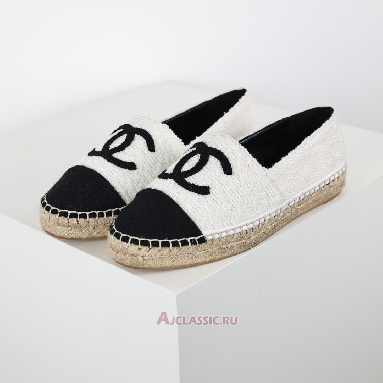 Buy Chanel Tweed Grosgrain CC Espadrilles White Black White G29762-X52061-C9734 Quality Reps Replicas Shoes