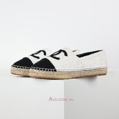 Buy Chanel Tweed Grosgrain CC Espadrilles White Black White G29762-X52061-C9734 Quality Reps Replicas Shoes