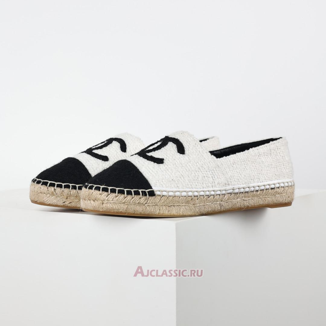 New Chanel Tweed Grosgrain CC Espadrilles "White Black" G29762-X52061-C9734 Shoes