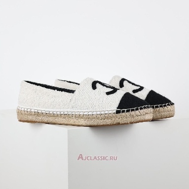 Buy Chanel Tweed Grosgrain CC Espadrilles White Black White G29762-X52061-C9734 Quality Reps Replicas Shoes