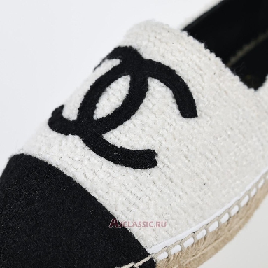 Buy Chanel Tweed Grosgrain CC Espadrilles White Black White G29762-X52061-C9734 Quality Reps Replicas Shoes