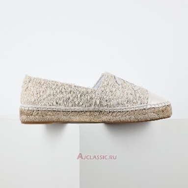 Buy Chanel Tweed and Patent Leather CC Flat Espadrilles White White G46313-X01000-94305-2 Quality Reps Replicas Shoes