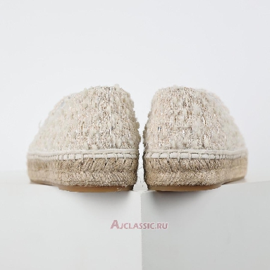 Buy Chanel Tweed and Patent Leather CC Flat Espadrilles White White G46313-X01000-94305-2 Quality Reps Replicas Shoes