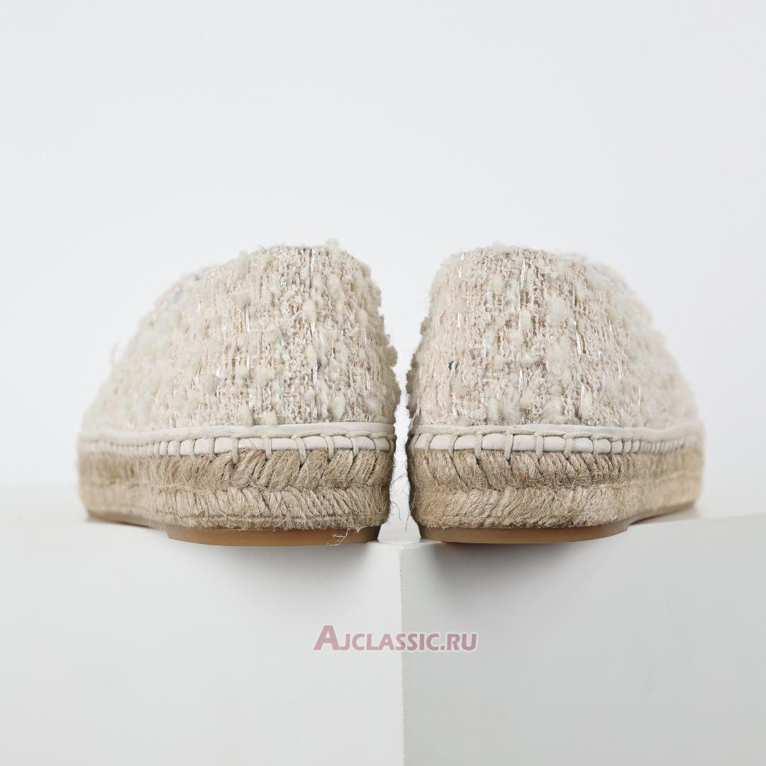 New Chanel Tweed and Patent Leather CC Flat Espadrilles "White" G46313-X01000-94305-2 Shoes