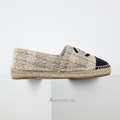 Buy Chanel Tweed Grosgrain CC Espadrilles Beige Black Beige CC-0707N-0008-2 Quality Reps Replicas Shoes