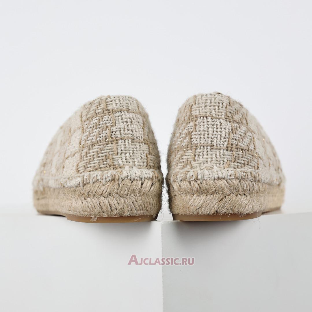 New Chanel Tweed Grosgrain CC Espadrilles "Beige Black" CC-0707N-0008-2 Shoes