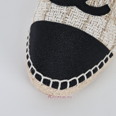 Buy Chanel Tweed Grosgrain CC Espadrilles Beige Black Beige CC-0707N-0008-2 Quality Reps Replicas Shoes
