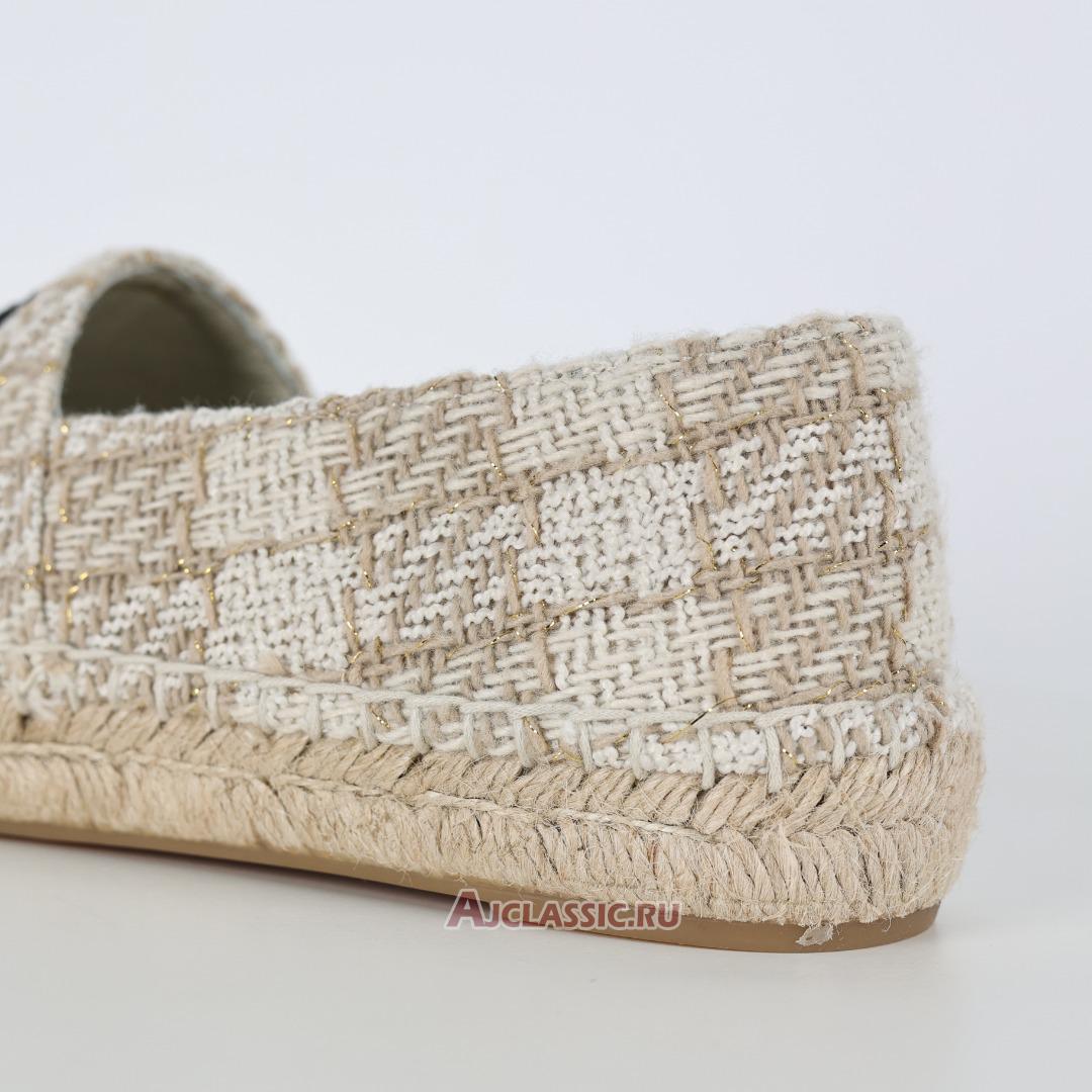 New Chanel Tweed Grosgrain CC Espadrilles "Beige Black" CC-0707N-0008-2 Shoes