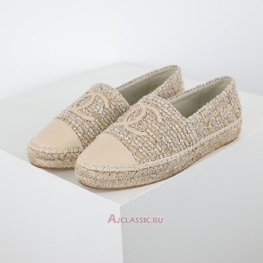 Buy Chanel Tweed Lambskin CC Espadrilles Beige Beige CC-0707N-0008-3 Quality Reps Replicas Shoes