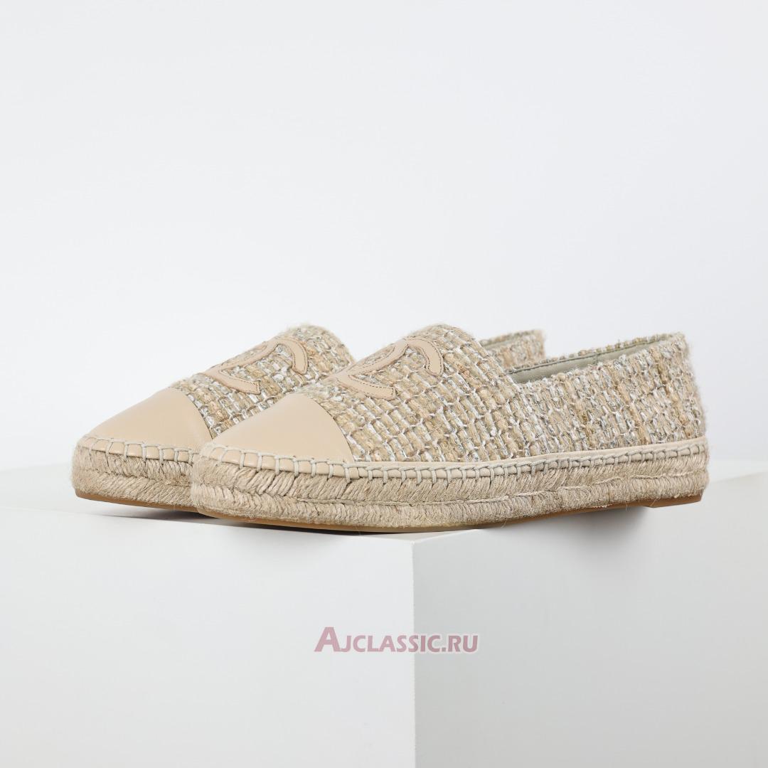 New Chanel Tweed Lambskin CC Espadrilles "Beige" CC-0707N-0008-3 Shoes
