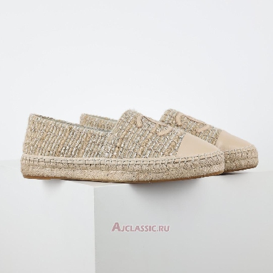 Buy Chanel Tweed Lambskin CC Espadrilles Beige Beige CC-0707N-0008-3 Quality Reps Replicas Shoes