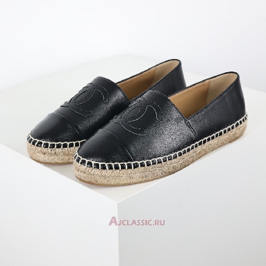 Buy Chanel Lambskin CC Espadrilles Leather Black Black G46313-X01000-94305-3 Quality Reps Replicas Shoes