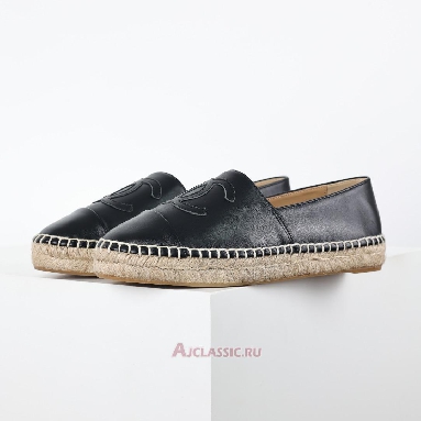 Buy Chanel Lambskin CC Espadrilles Leather Black Black G46313-X01000-94305-3 Quality Reps Replicas Shoes