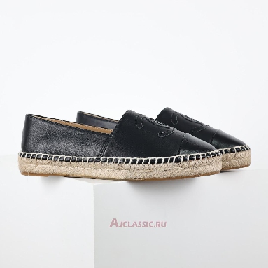 Buy Chanel Lambskin CC Espadrilles Leather Black Black G46313-X01000-94305-3 Quality Reps Replicas Shoes