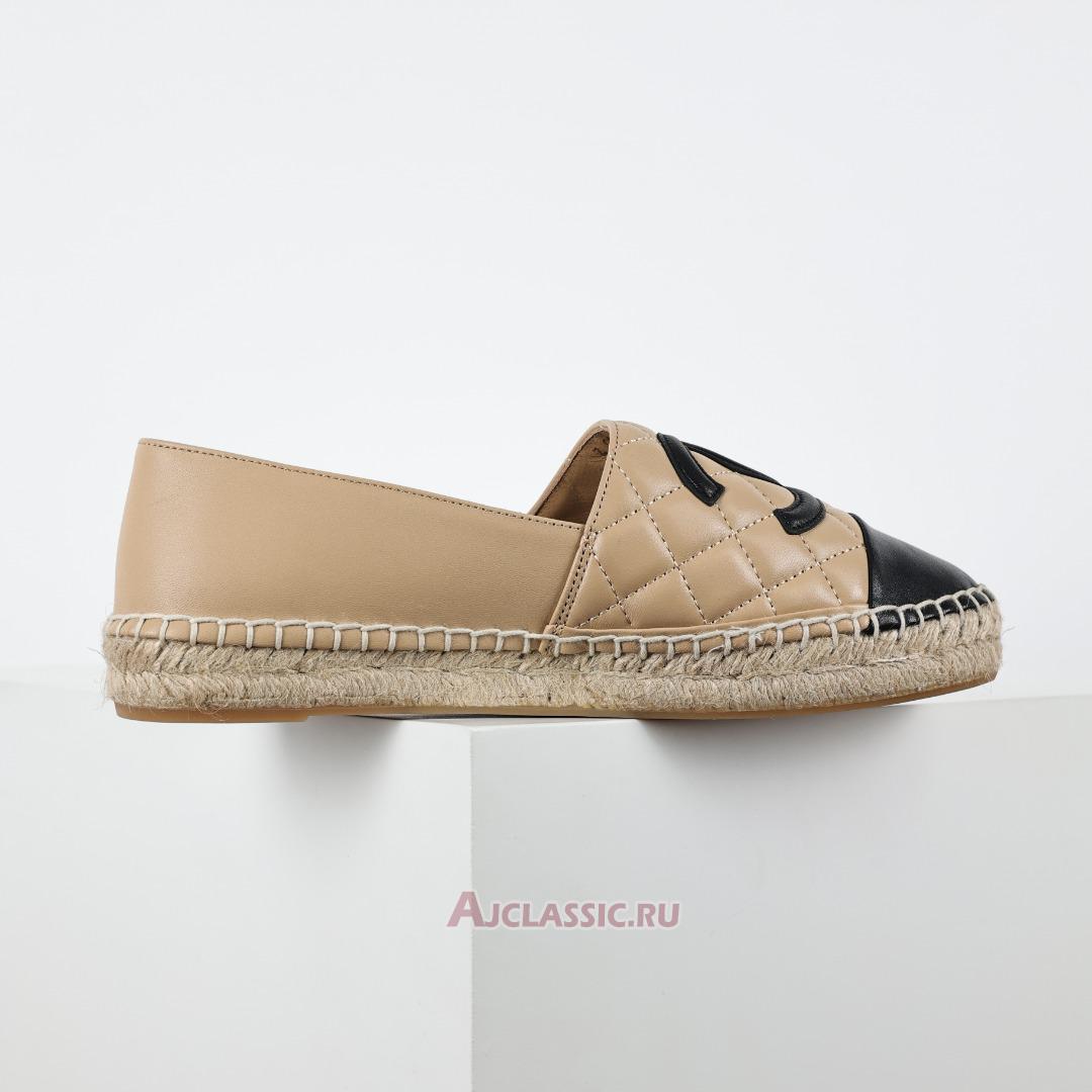 New Chanel Espadrille Flats Leather "Beige Black" G29762-X01000-C0204-2 Shoes
