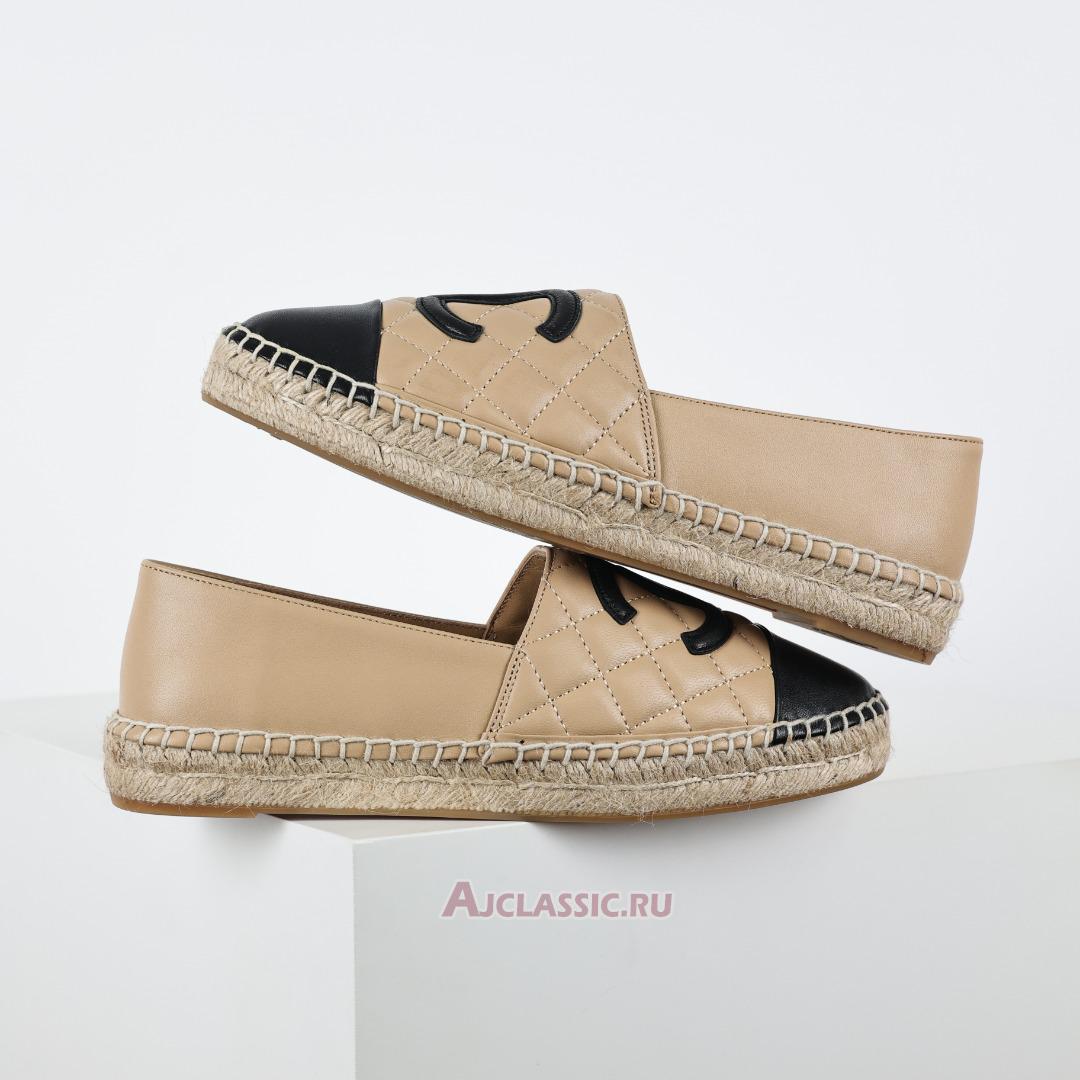 New Chanel Espadrille Flats Leather "Beige Black" G29762-X01000-C0204-2 Shoes