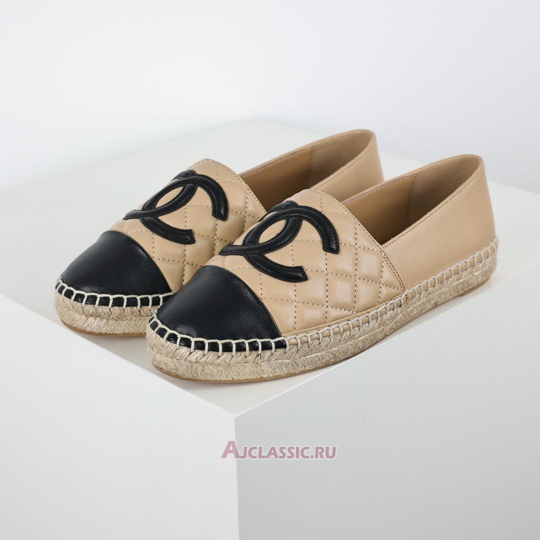 New Chanel Espadrille Flats Leather "Beige Black" G29762-X01000-C0204-2 Shoes