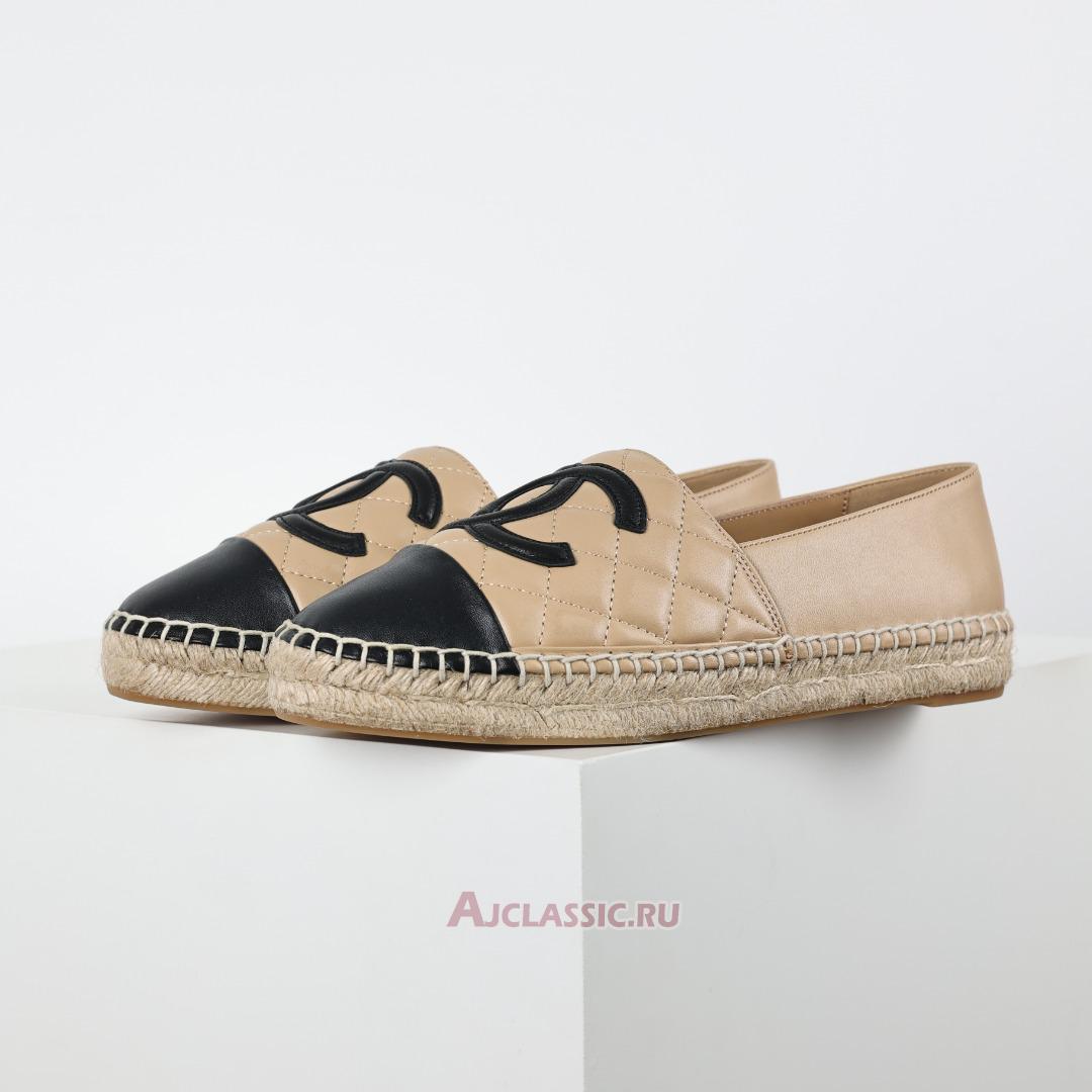 New Chanel Espadrille Flats Leather "Beige Black" G29762-X01000-C0204-2 Shoes