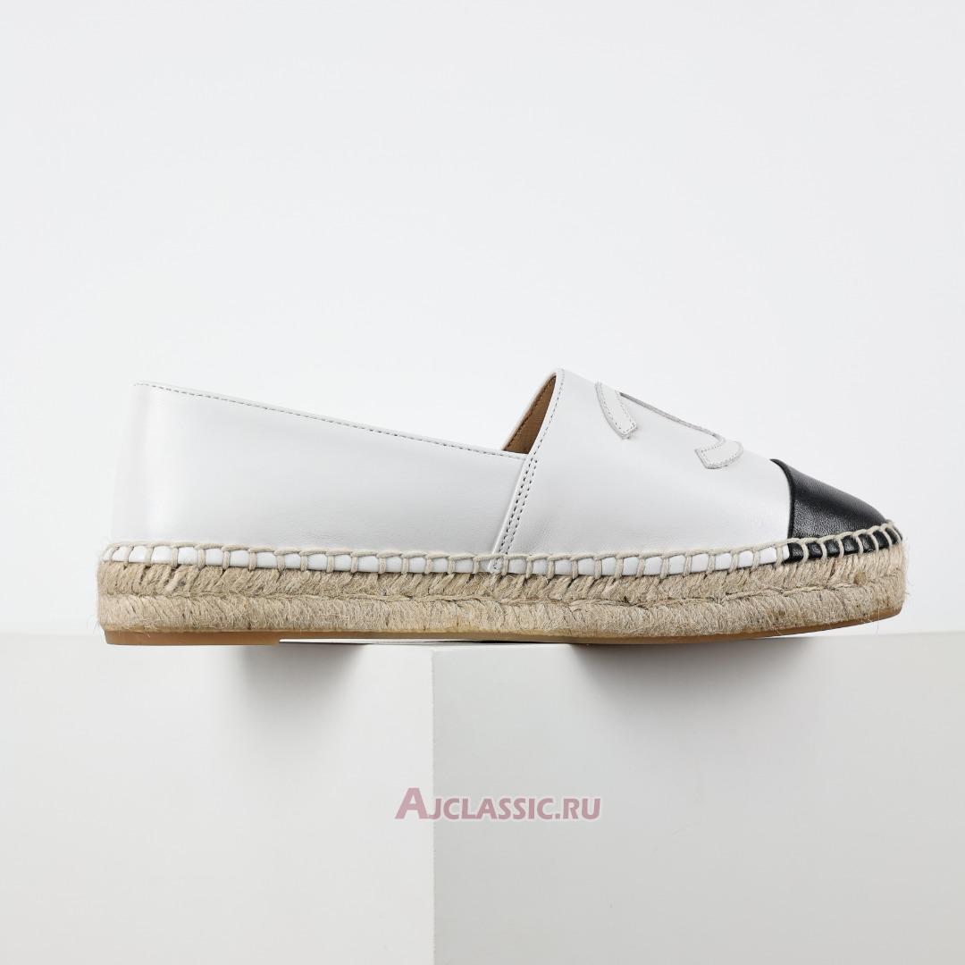 New Chanel Leather CC Espadrille Flats "Off White Black" G46313-X01000-NAEJL-2 Shoes