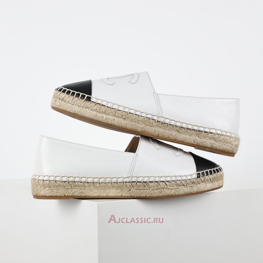 New Chanel Leather CC Espadrille Flats "Off White Black" G46313-X01000-NAEJL-2 Shoes