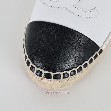 Buy Chanel Leather CC Espadrille Flats Off White Black White G46313-X01000-NAEJL-2 Quality Reps Replicas Shoes