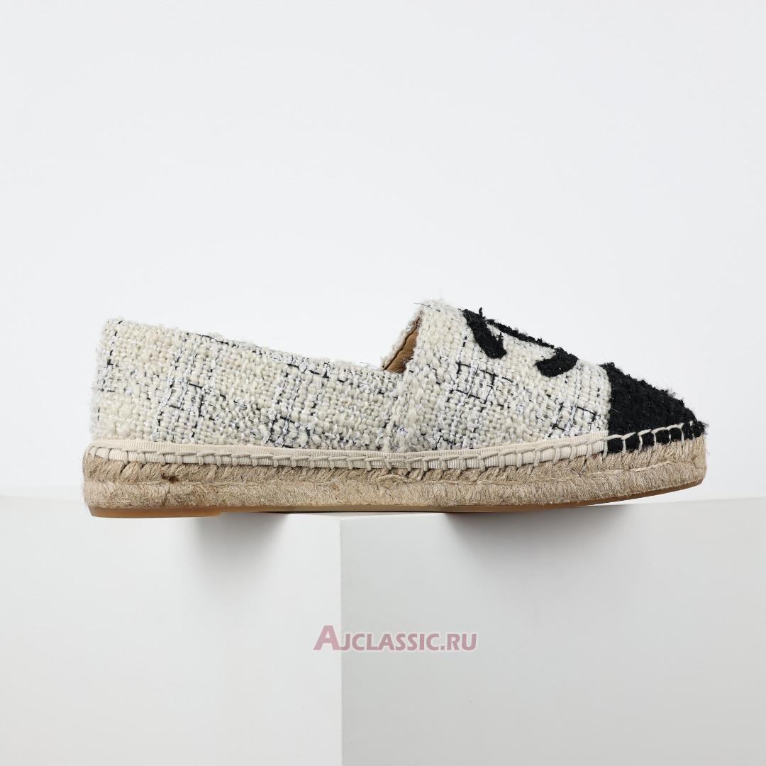 New Chanel Tweed CC Espadrilles "White Blue Black" CC-0707N-0008-4 Shoes