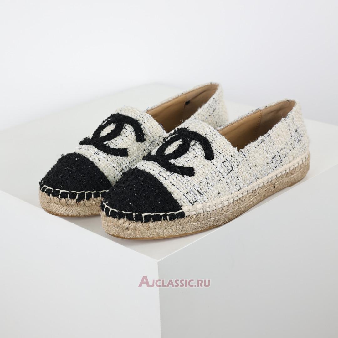 New Chanel Tweed CC Espadrilles "White Blue Black" CC-0707N-0008-4 Shoes