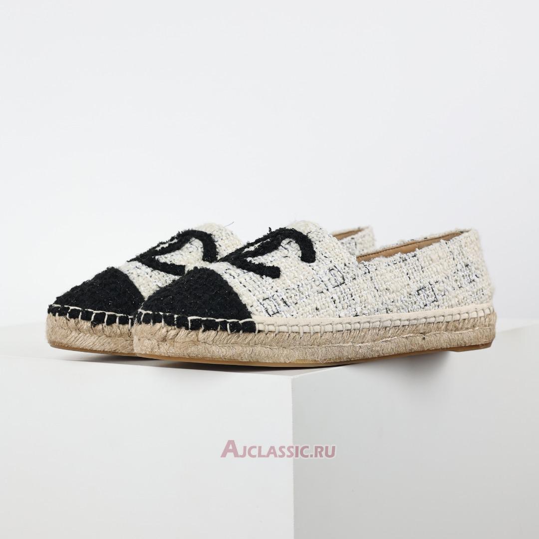 New Chanel Tweed CC Espadrilles "White Blue Black" CC-0707N-0008-4 Shoes