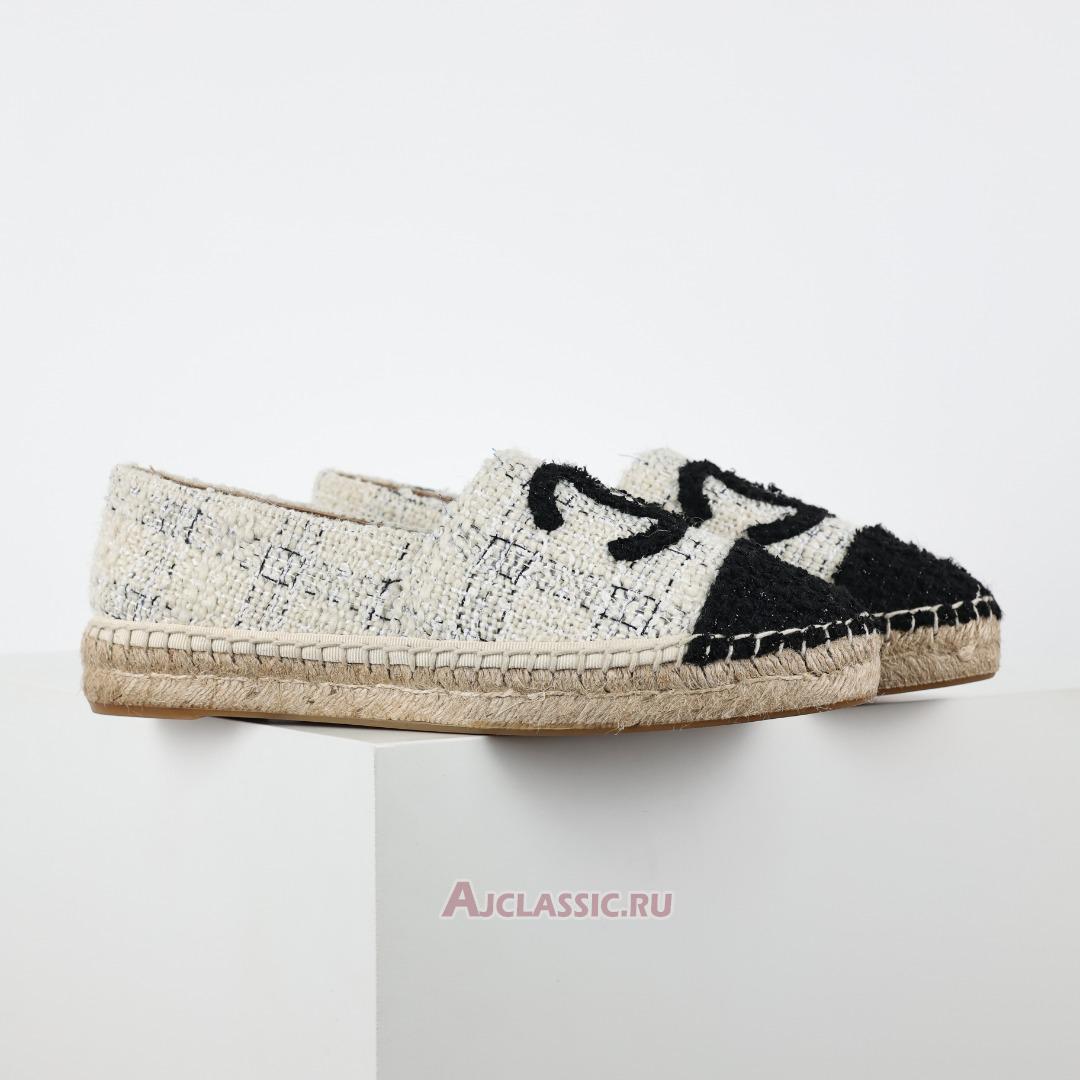 New Chanel Tweed CC Espadrilles "White Blue Black" CC-0707N-0008-4 Shoes