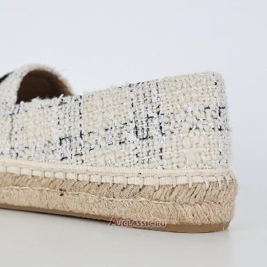 Buy Chanel Tweed CC Espadrilles White Blue Black White CC-0707N-0008-4 Quality Reps Replicas Shoes