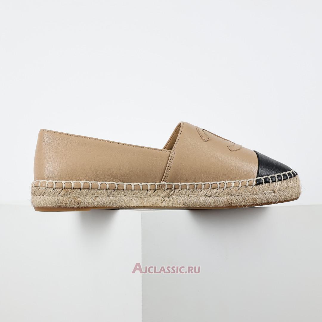 New Chanel Leather Lambskin CC Espadrilles "Beige Black" G29762-X01000-C0204 Shoes