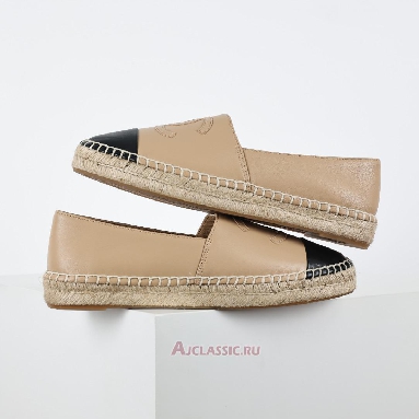 Buy Chanel Leather Lambskin CC Espadrilles Beige Black Beige G29762-X01000-C0204 Quality Reps Replicas Shoes