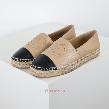 Buy Chanel Leather Lambskin CC Espadrilles Beige Black Beige G29762-X01000-C0204 Quality Reps Replicas Shoes