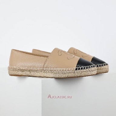 Buy Chanel Leather Lambskin CC Espadrilles Beige Black Beige G29762-X01000-C0204 Quality Reps Replicas Shoes