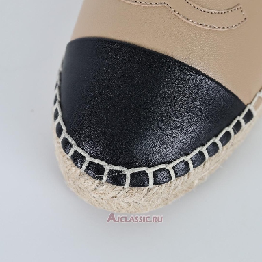 Buy Chanel Leather Lambskin CC Espadrilles Beige Black Beige G29762-X01000-C0204 Quality Reps Replicas Shoes