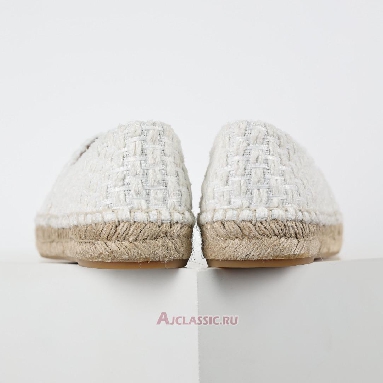 Buy Chanel Tweed and Patent Leather CC Flat Espadrilles White Beige White CC-0707N-0008-5 Quality Reps Replicas Shoes