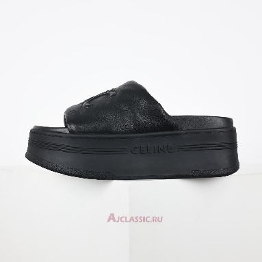 Buy Celine Block Slide With Triomphe IN Lambskin Black Black 360435129C.38NO Quality Reps Replicas Shoes