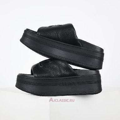 Buy Celine Block Slide With Triomphe IN Lambskin Black Black 360435129C.38NO Quality Reps Replicas Shoes