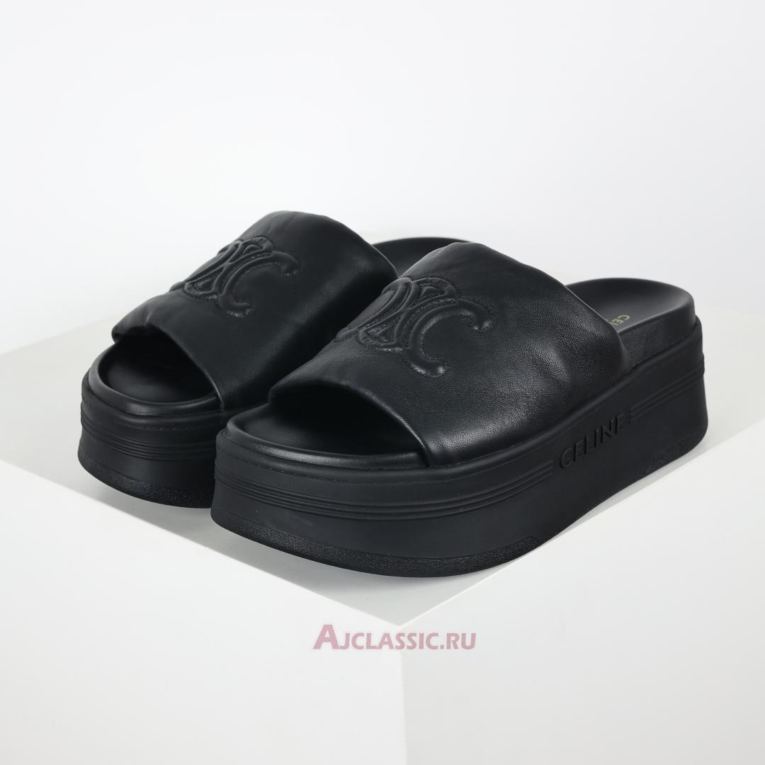 New Celine Block Slide With Triomphe IN Lambskin "Black" 360435129C.38NO Shoes